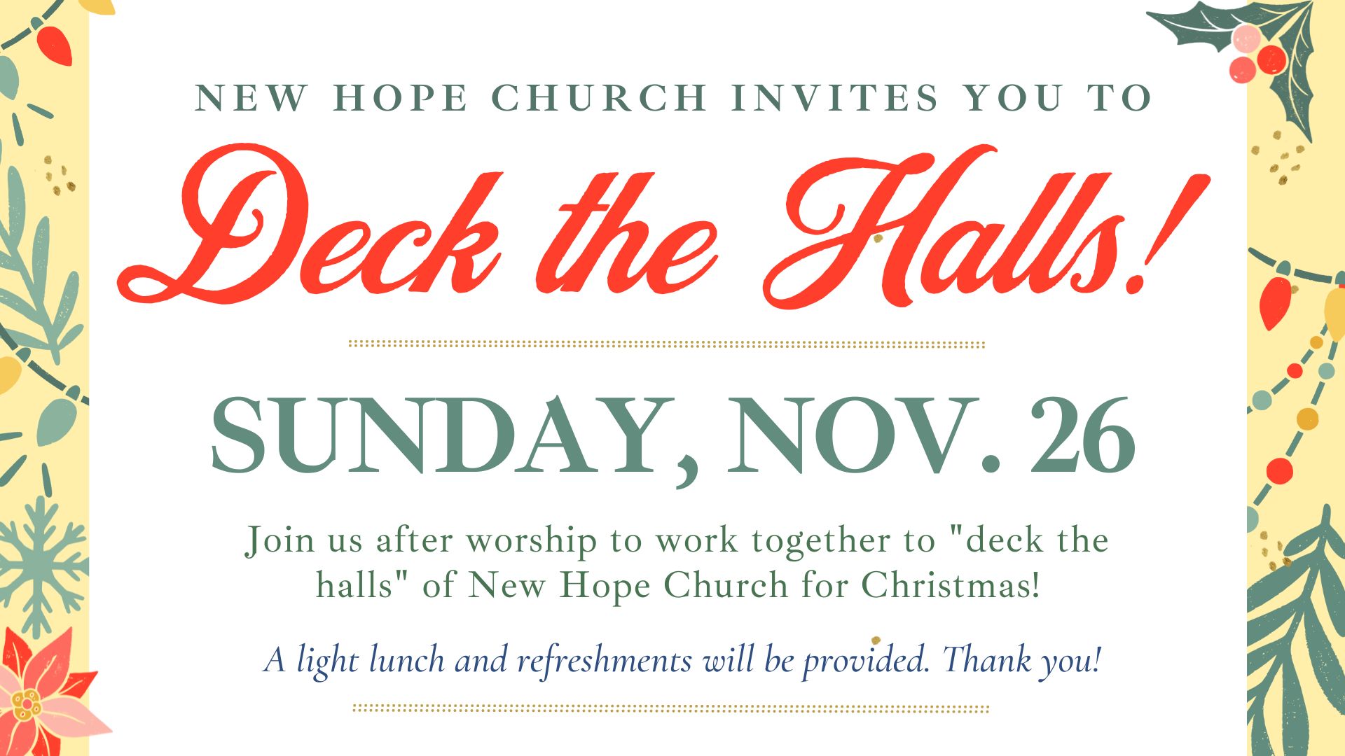 Calendar - NEW HOPE CHURCH